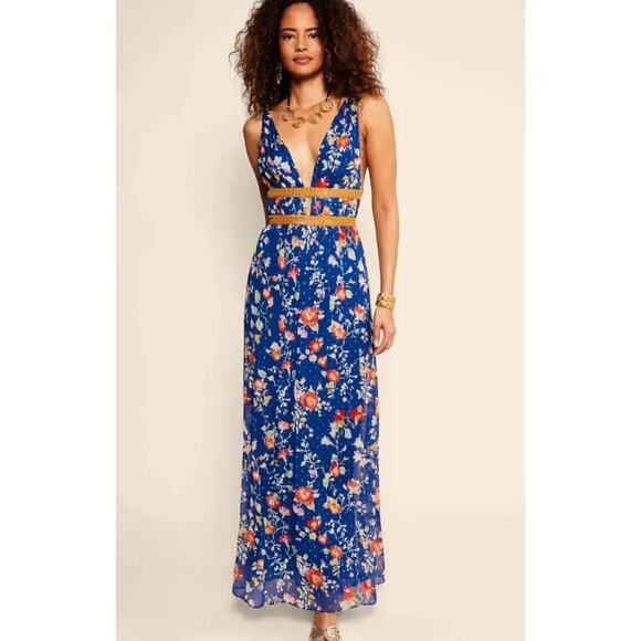 RIXO Dresses & Skirts - Rixo Charlotte Maxi Dress Blue Floral Size S